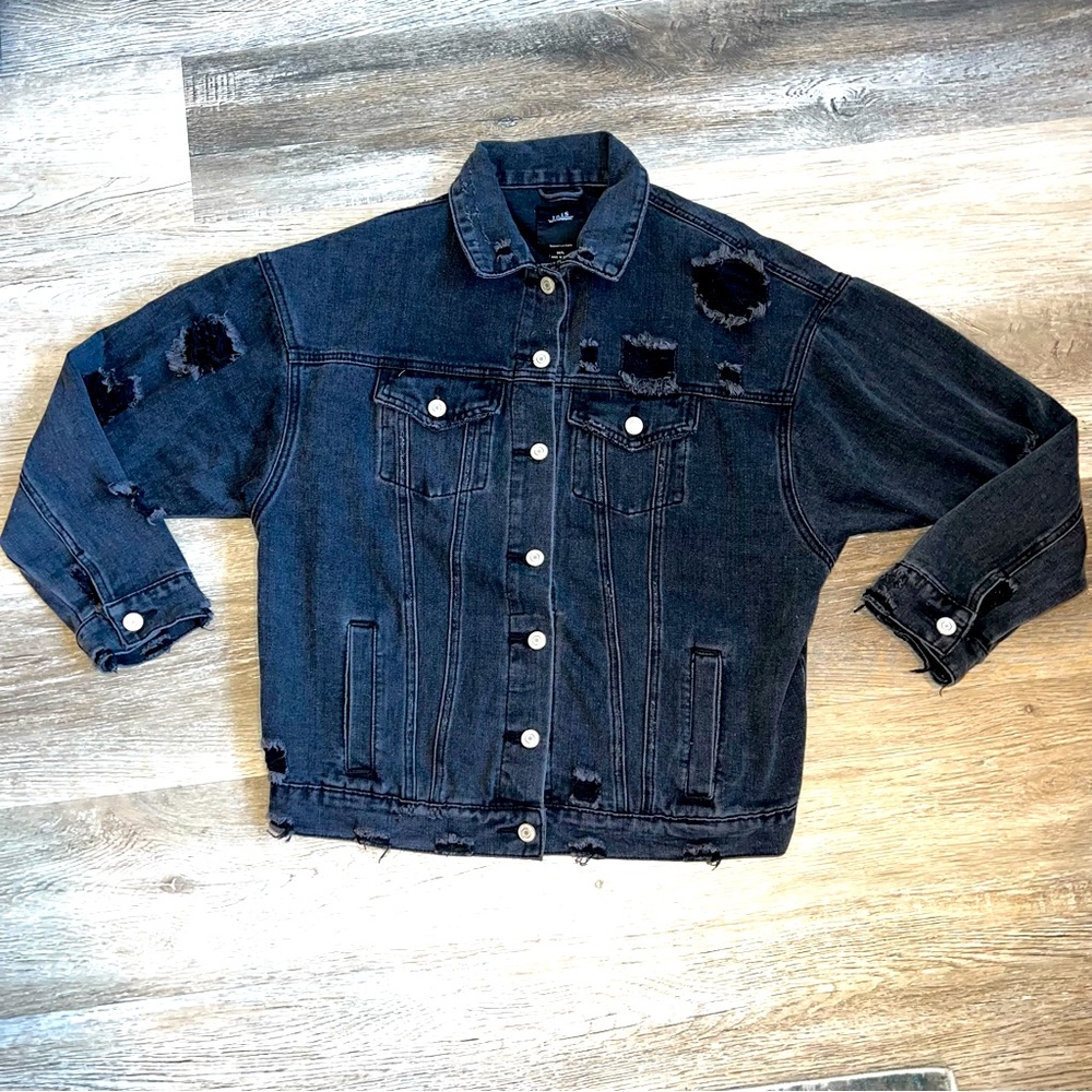 Iris Distressed Denim Jacket - image 1